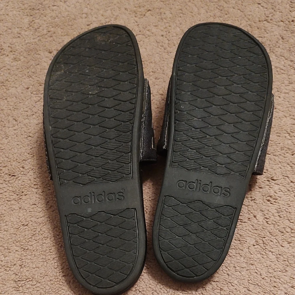 Adidas Denim Slide Sandals with Striped Design